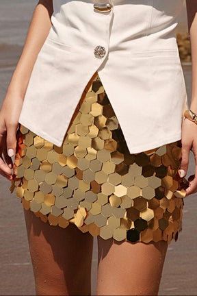 ENDLESS ROSE - Hexagonal Sequins Mini Skirt - SKIRTS available at Objectrare