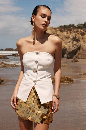 ENDLESS ROSE - Hexagonal Sequins Mini Skirt - SKIRTS available at Objectrare