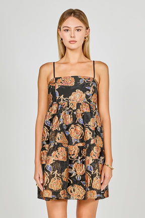 Metallic Jacquard Mini Dress