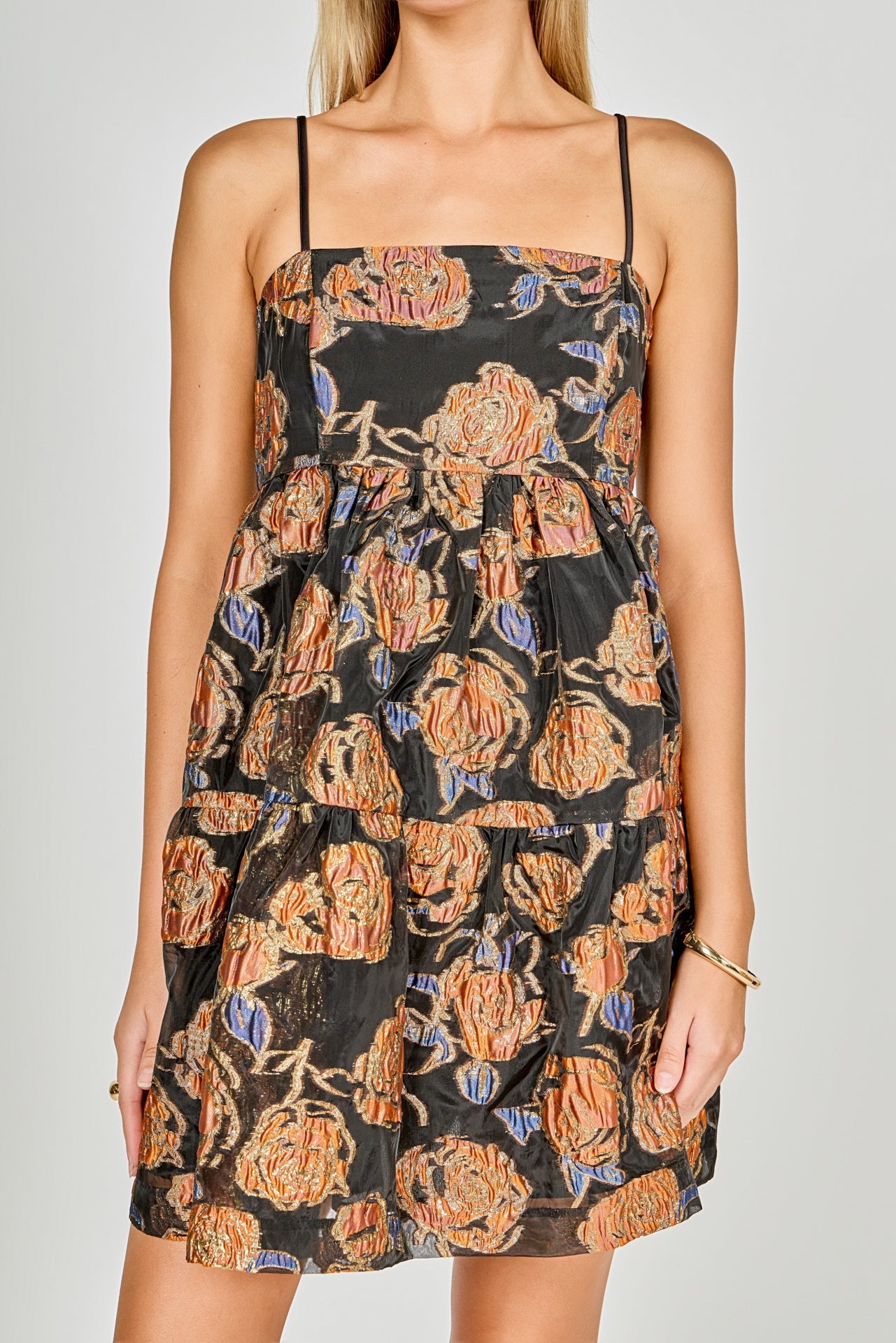 Metallic Jacquard Mini Dress