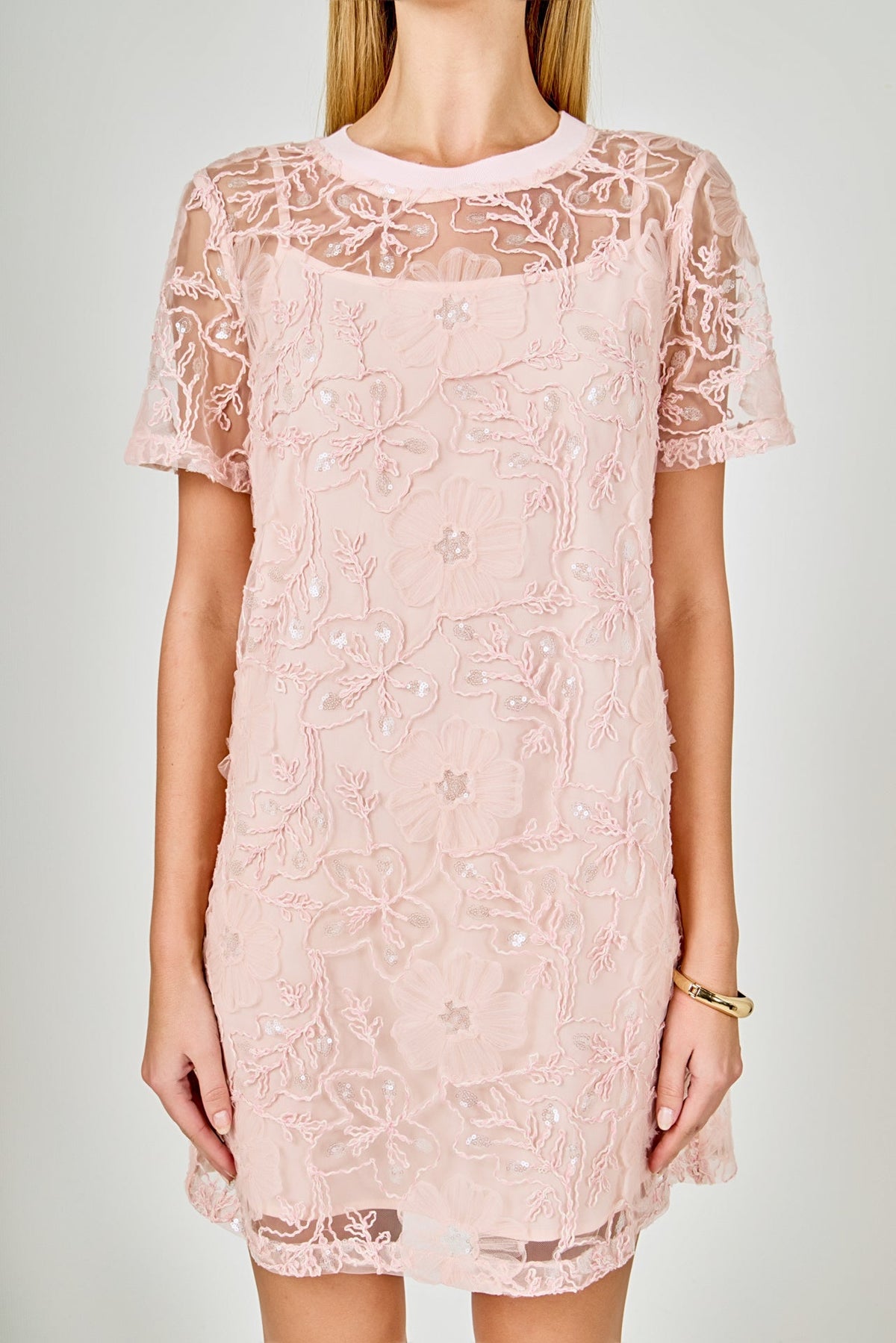 ENDLESS ROSE - Sequins Embroidery Mesh Dress - DRESSES available at Objectrare