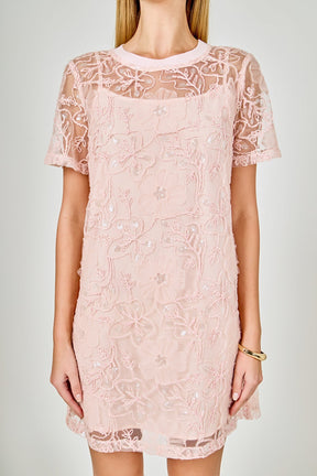 ENDLESS ROSE - Sequins Embroidery Mesh Dress - DRESSES available at Objectrare