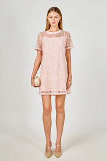 ENDLESS ROSE - Sequins Embroidery Mesh Dress - DRESSES available at Objectrare