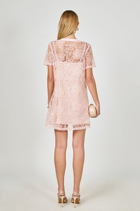 ENDLESS ROSE - Sequins Embroidery Mesh Dress - DRESSES available at Objectrare