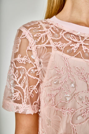 ENDLESS ROSE - Sequins Embroidery Mesh Dress - DRESSES available at Objectrare