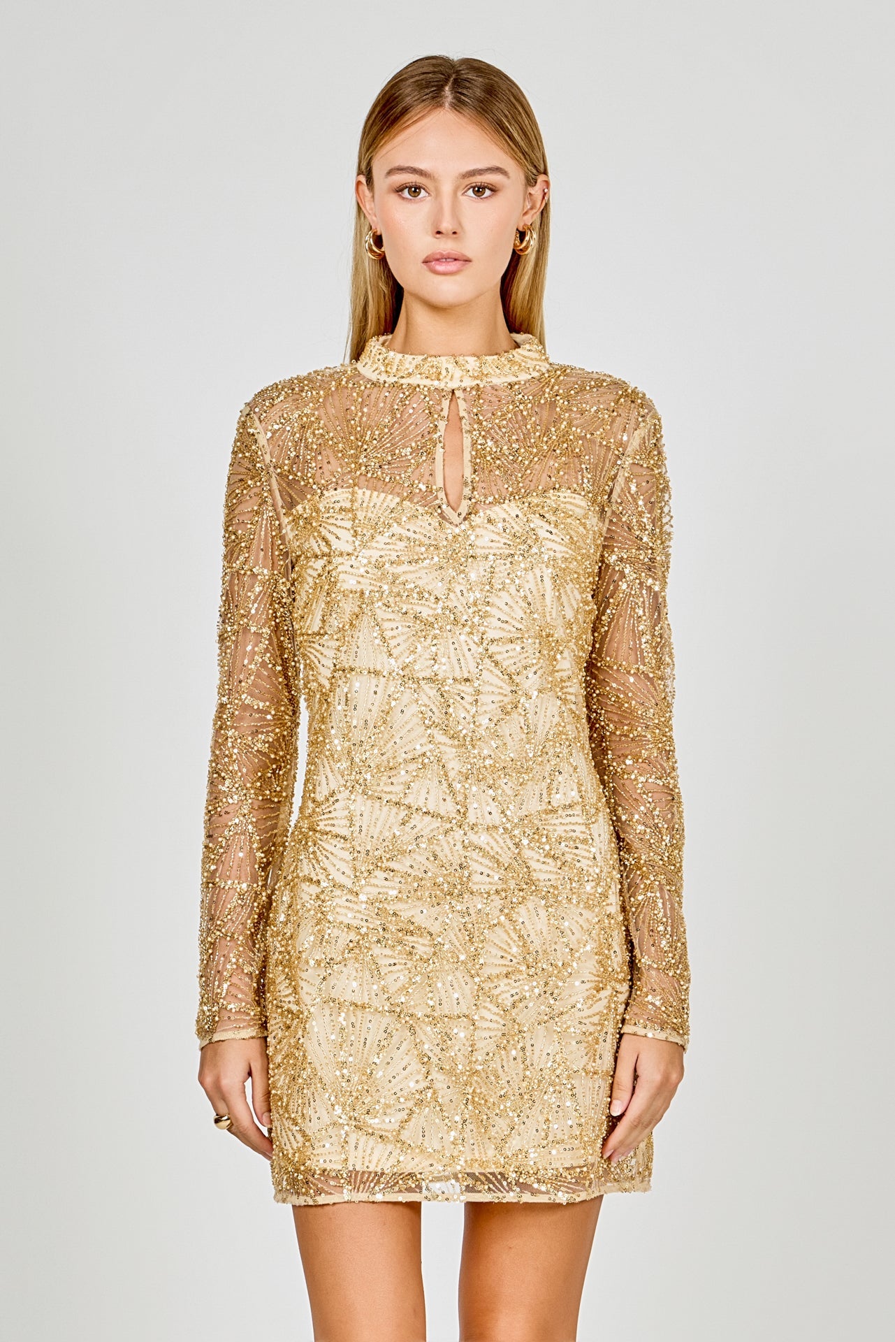 ENDLESS ROSE - Sequins Beading Mesh Dress - DRESSES available at Objectrare