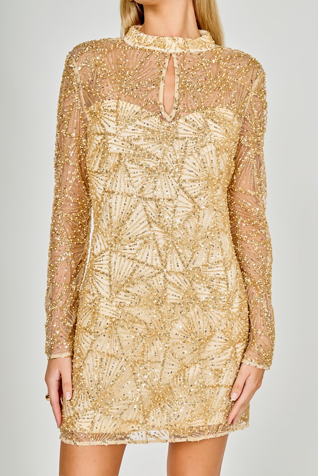 ENDLESS ROSE - Sequins Beading Mesh Dress - DRESSES available at Objectrare
