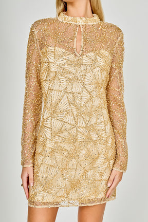 ENDLESS ROSE - Sequins Beading Mesh Dress - DRESSES available at Objectrare