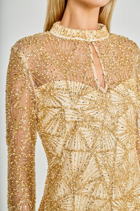 ENDLESS ROSE - Sequins Beading Mesh Dress - DRESSES available at Objectrare