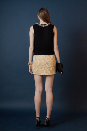 ENDLESS ROSE - Sequins and Beading Mesh Skirt - SKIRTS available at Objectrare