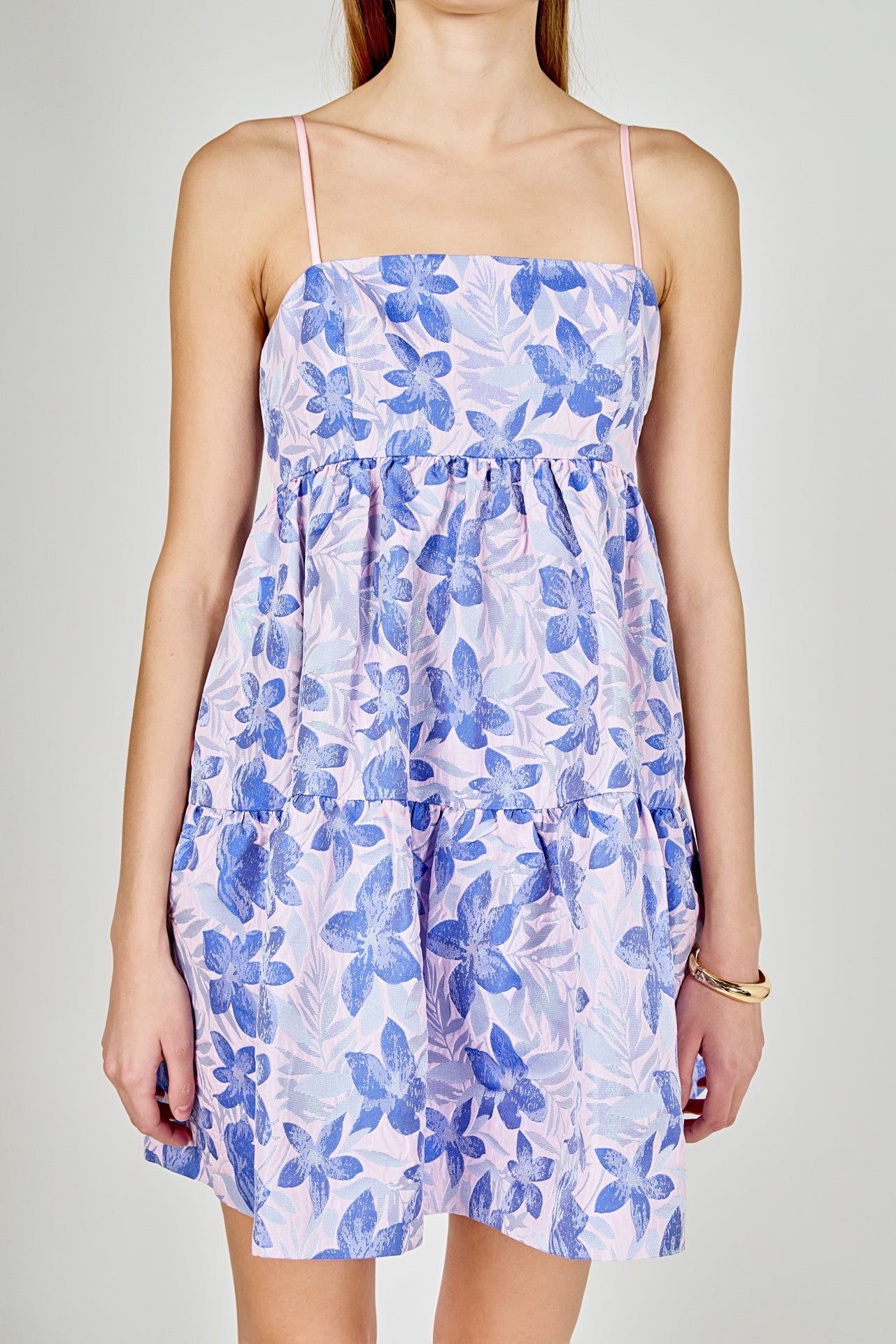 ENDLESS ROSE - Metallic Foral Jacquard Mini Dress - DRESSES available at Objectrare