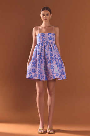 ENDLESS ROSE - Metallic Foral Jacquard Mini Dress - DRESSES available at Objectrare