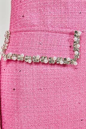 ENDLESS ROSE - Jewel Encrusted Tweed Mini Dress - DRESSES available at Objectrare
