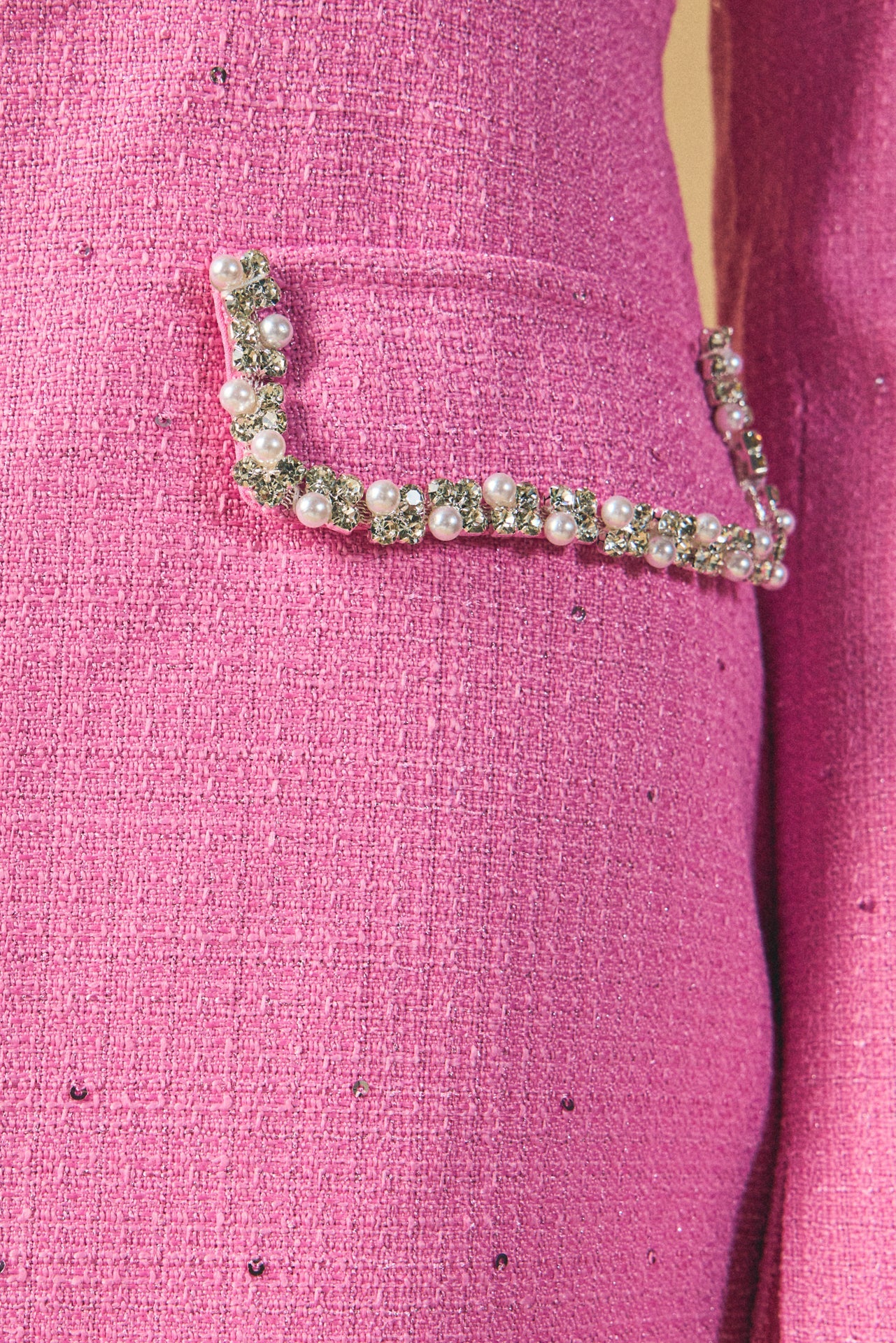 ENDLESS ROSE - Jewel Encrusted Tweed Mini Dress - DRESSES available at Objectrare