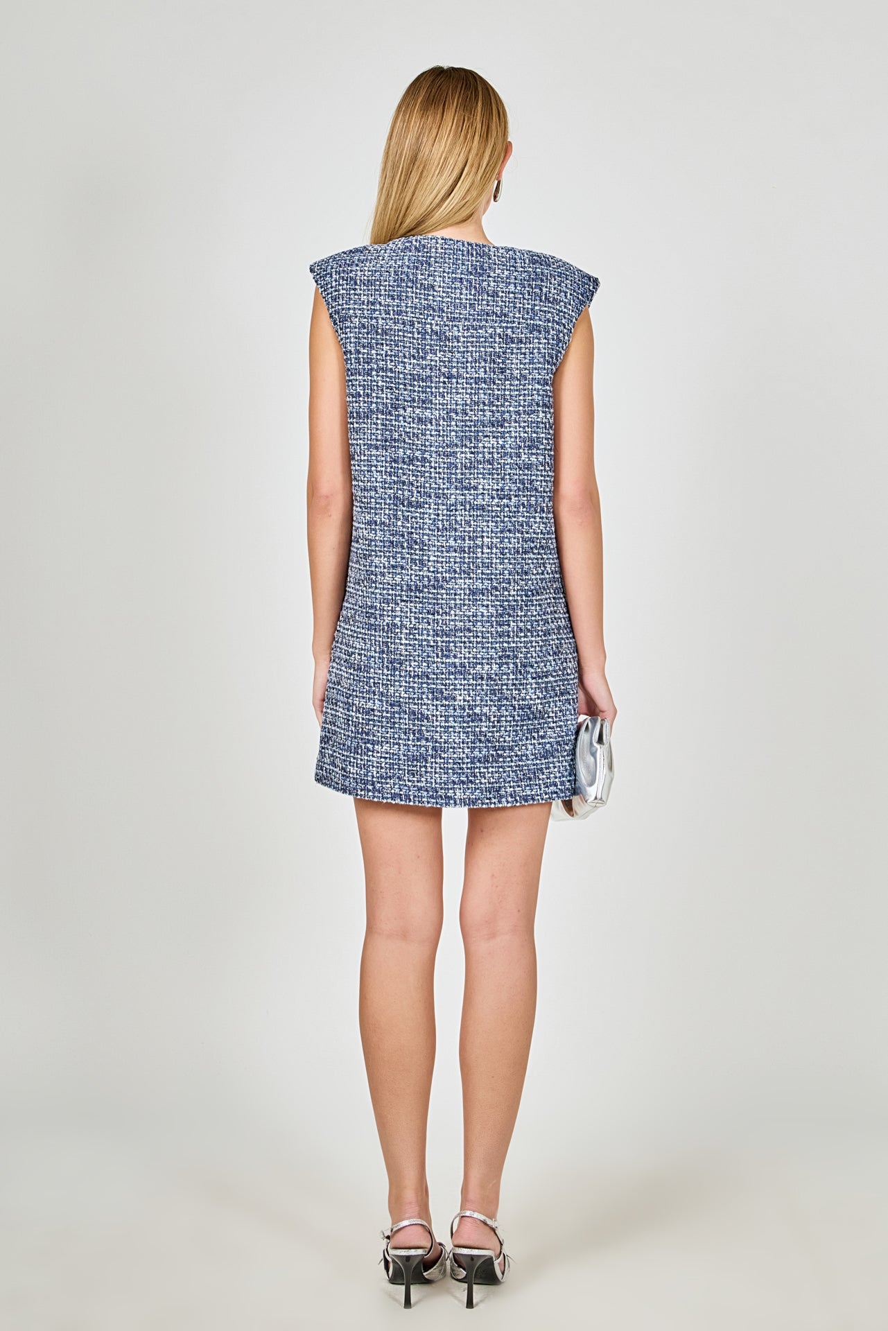 ENDLESS ROSE - Tweed Mini Dress with Metallic Fringe - DRESSES available at Objectrare