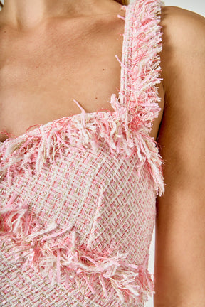 ENDLESS ROSE - Tweed and Sheer Overlay Maxi Dress - DRESSES available at Objectrare