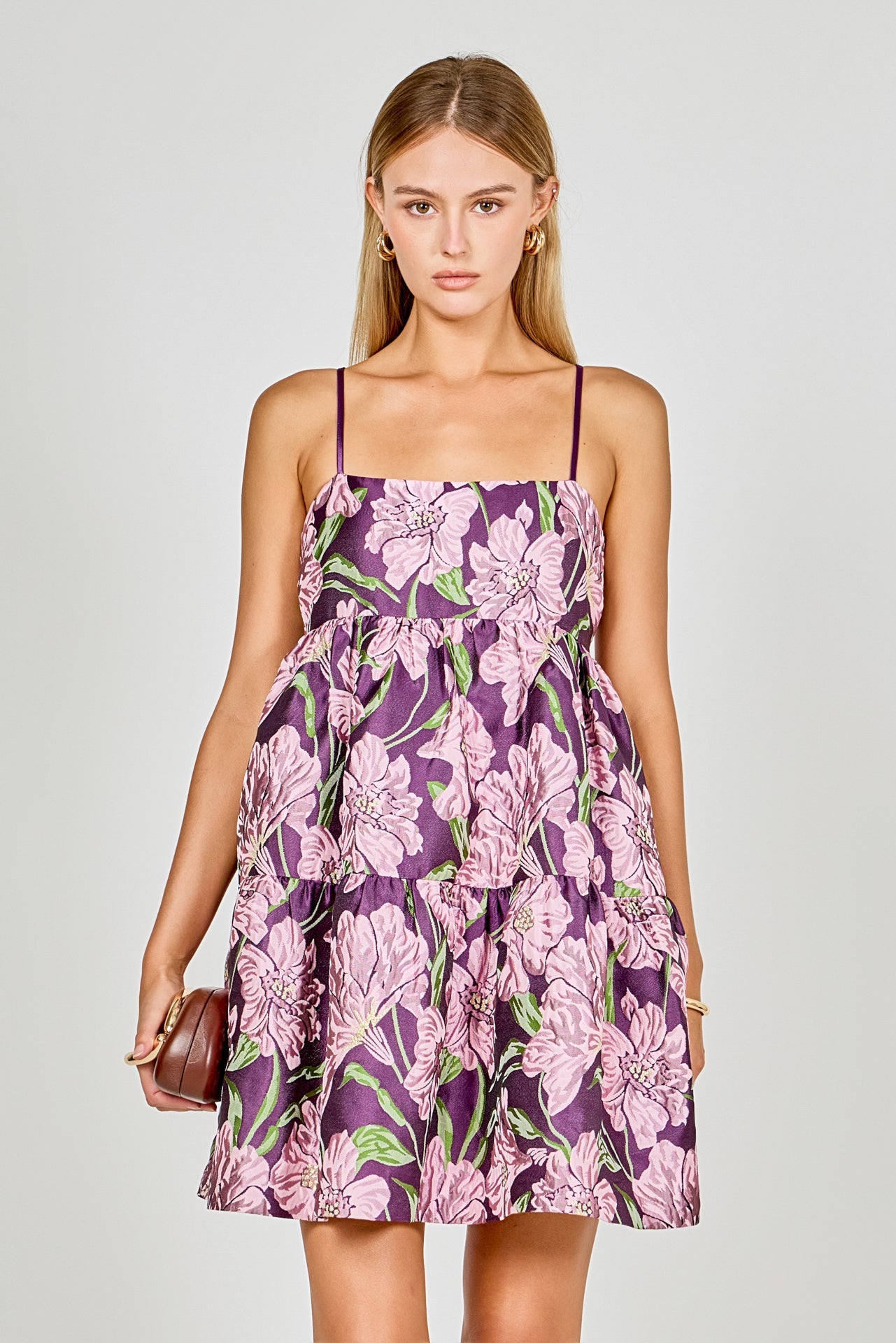 ENDLESS ROSE - Floral Jacquard Mini Dress - DRESSES available at Objectrare