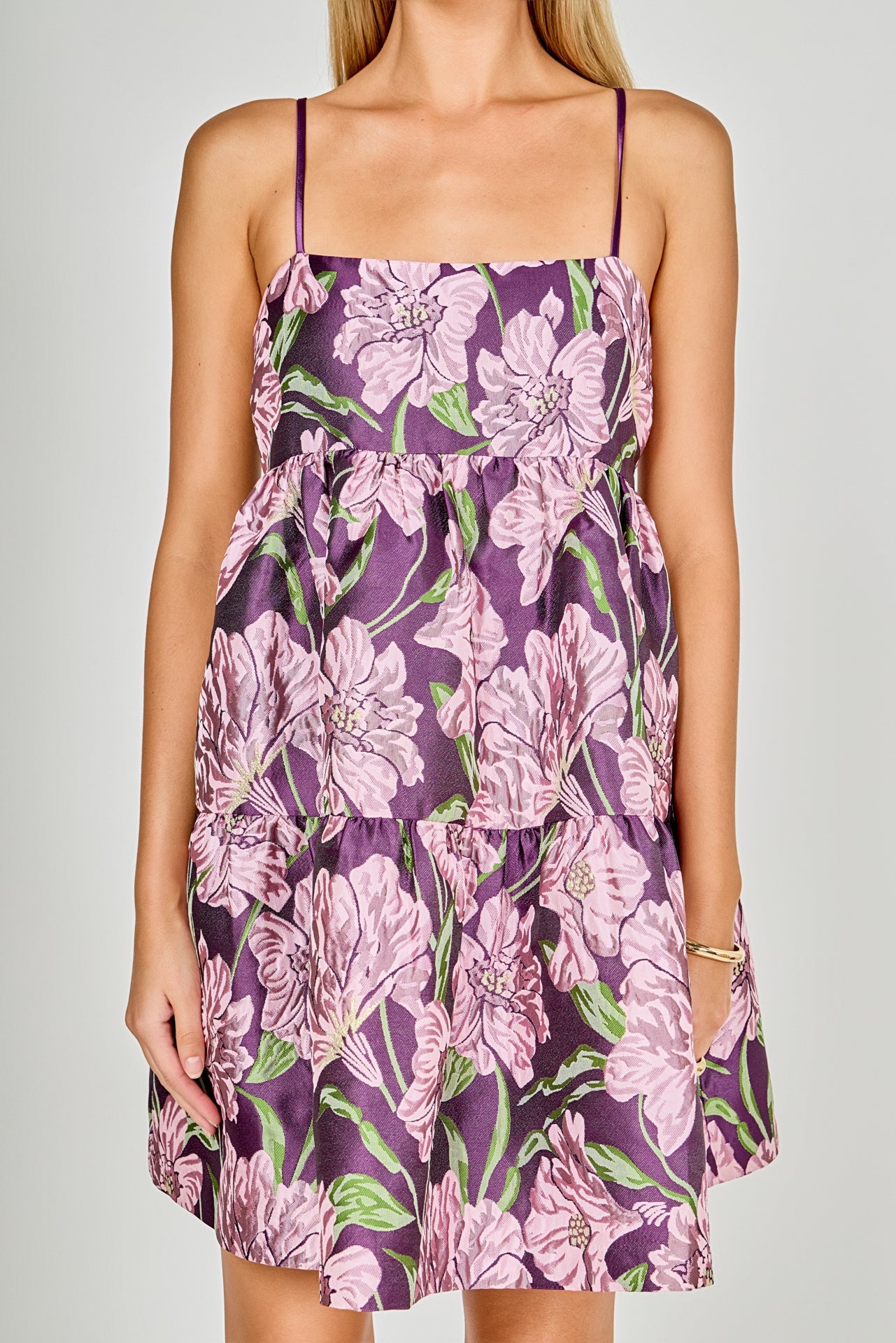ENDLESS ROSE - Floral Jacquard Mini Dress - DRESSES available at Objectrare