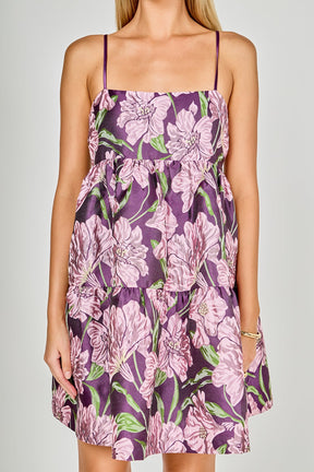 ENDLESS ROSE - Floral Jacquard Mini Dress - DRESSES available at Objectrare