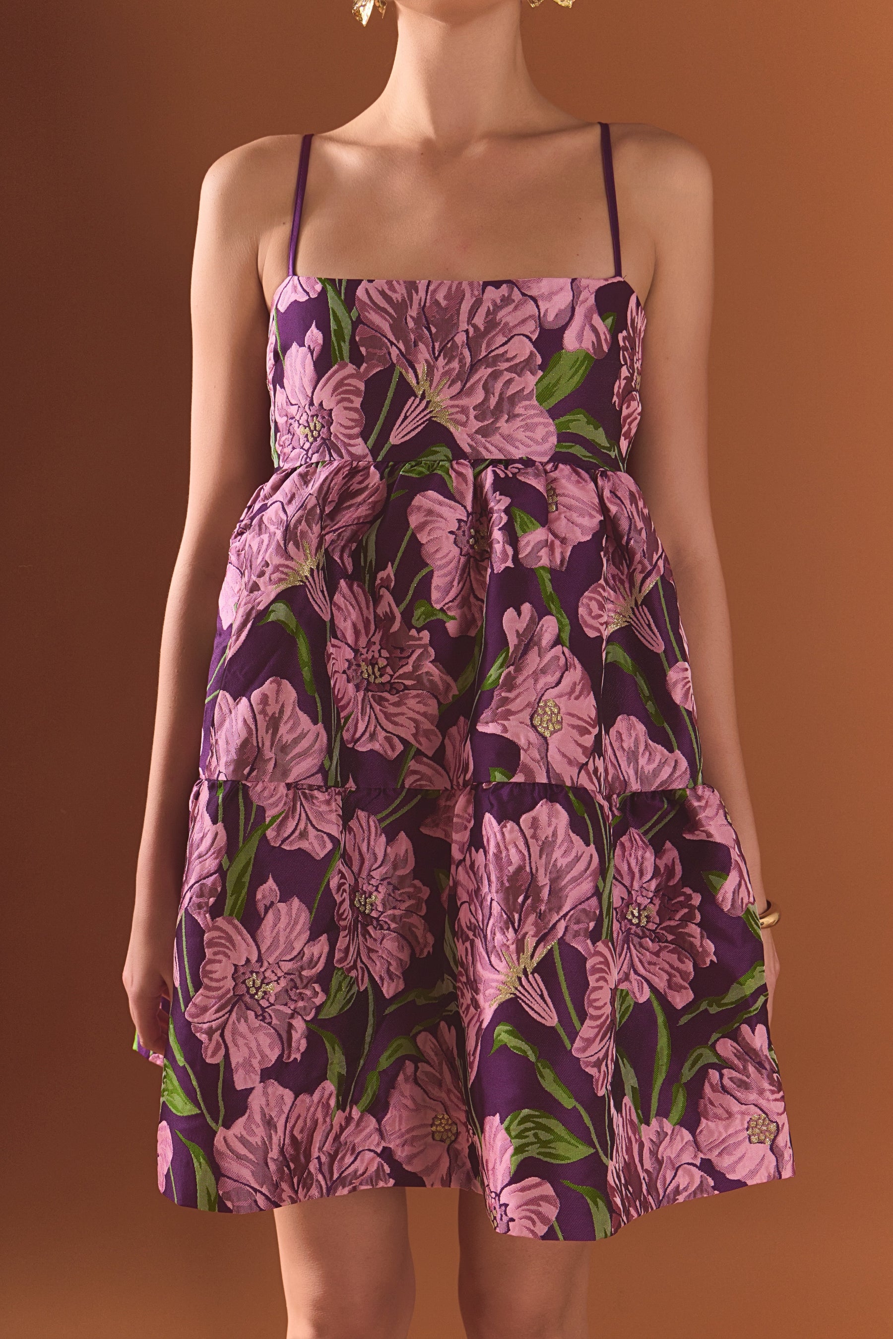 ENDLESS ROSE - Floral Jacquard Mini Dress - DRESSES available at Objectrare