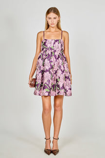 Floral Jacquard Mini Dress