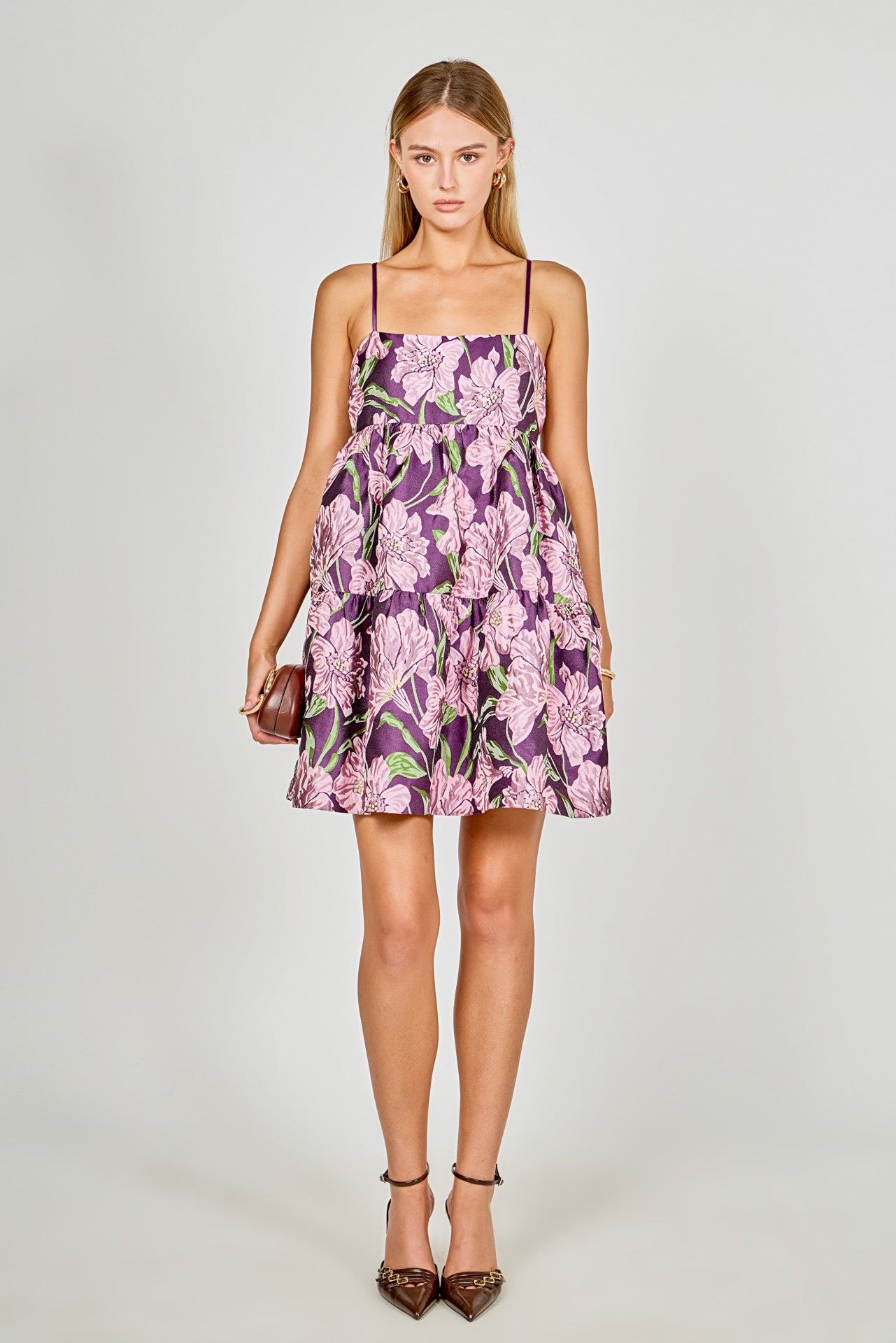 ENDLESS ROSE - Floral Jacquard Mini Dress - DRESSES available at Objectrare