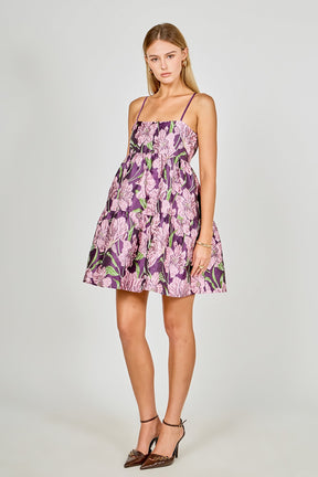 Floral Jacquard Mini Dress