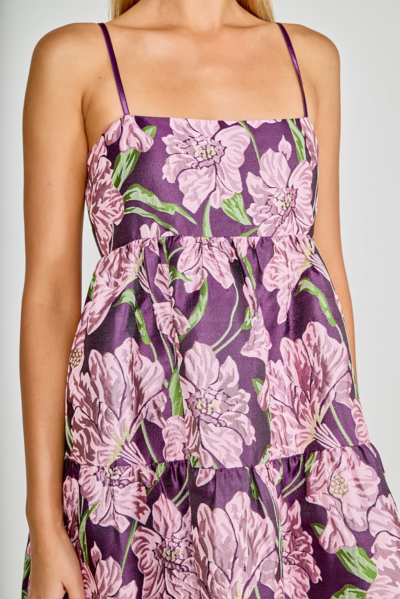 ENDLESS ROSE - Floral Jacquard Mini Dress - DRESSES available at Objectrare