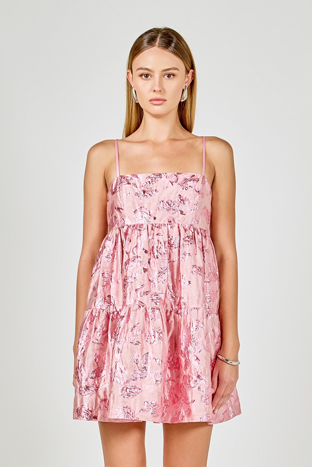 ENDLESS ROSE - Metallic Jacquard Mini Dress - DRESSES available at Objectrare