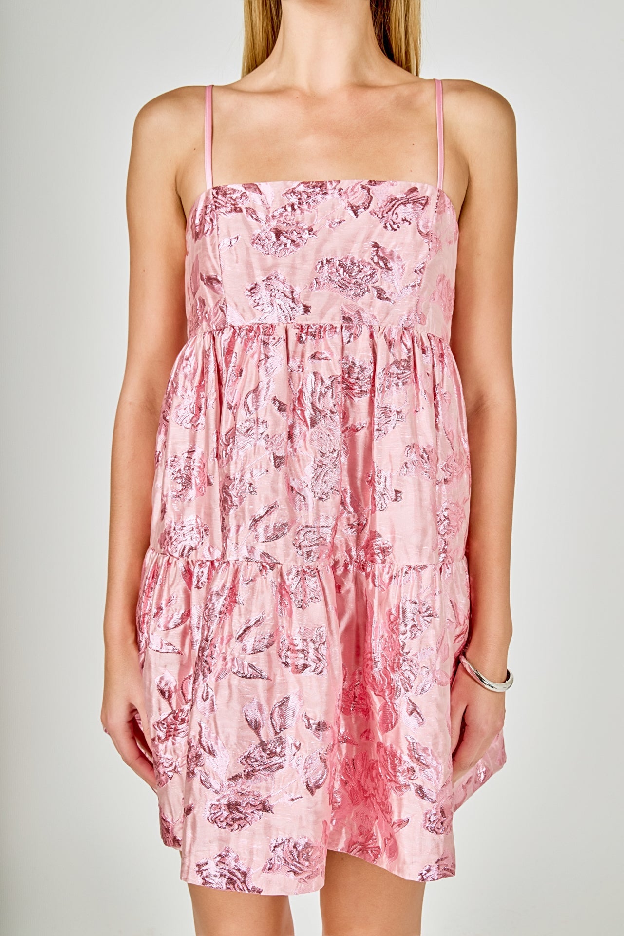 ENDLESS ROSE - Metallic Jacquard Mini Dress - DRESSES available at Objectrare