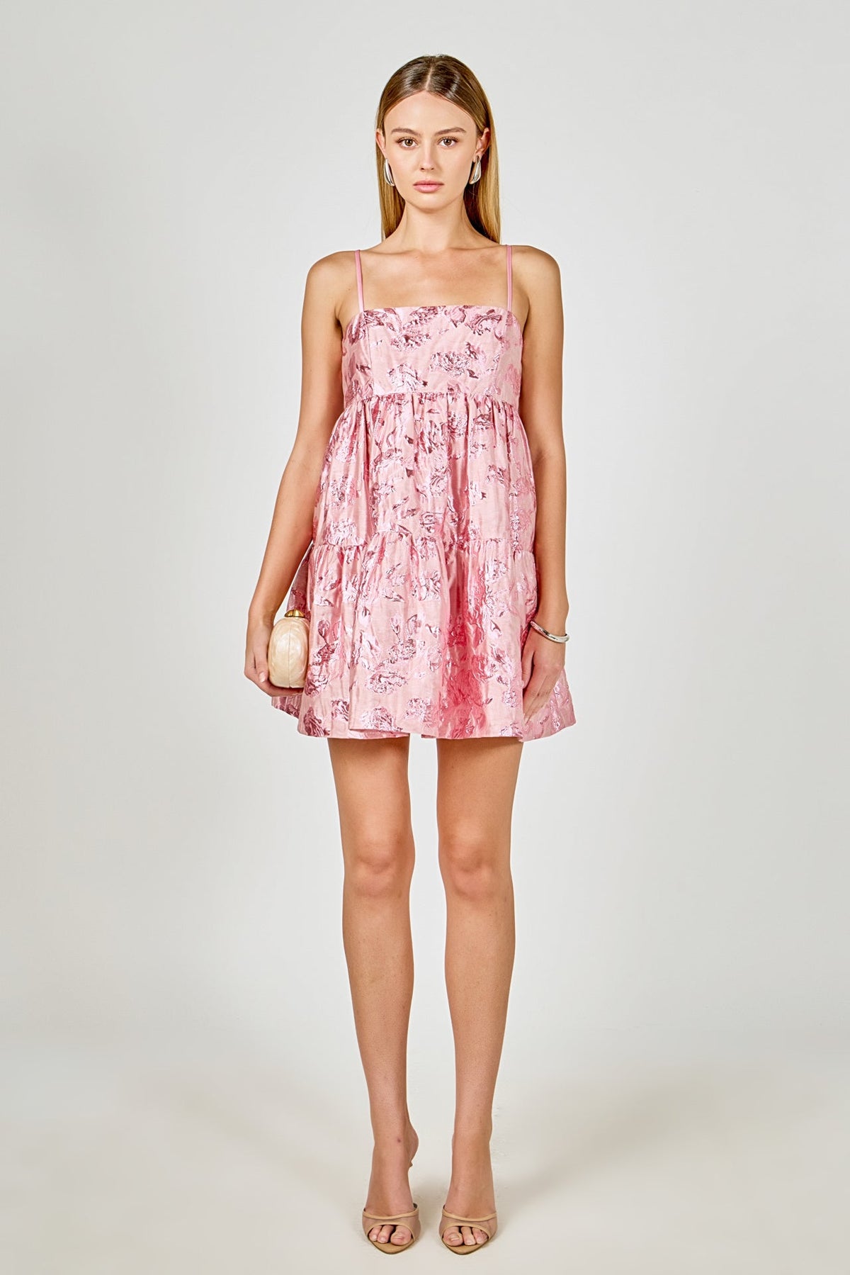 ENDLESS ROSE - Metallic Jacquard Mini Dress - DRESSES available at Objectrare