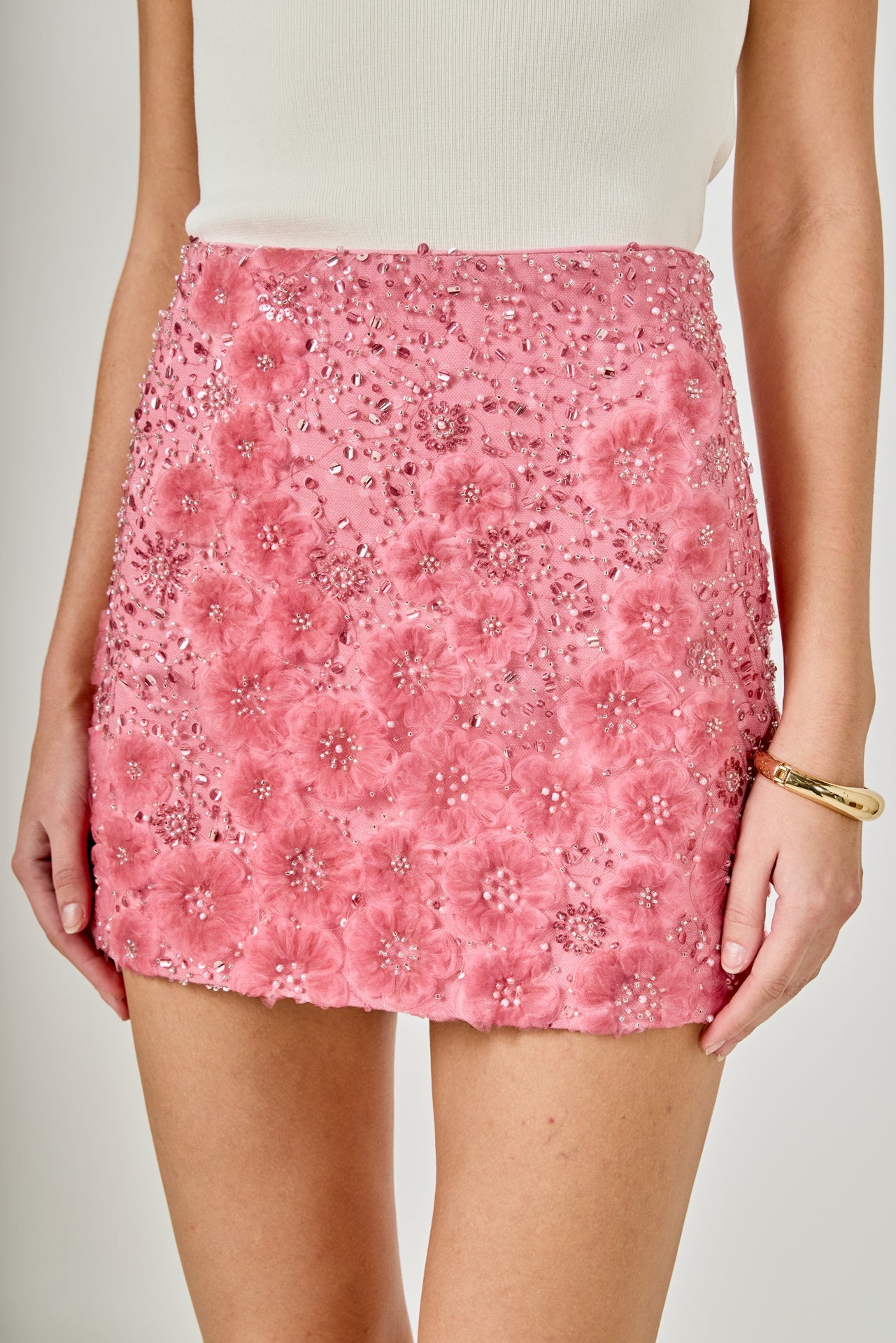 ENDLESS ROSE - Floral sequins mini Skirt - SKIRTS available at Objectrare