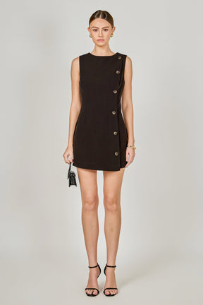 ENDLESS ROSE - Boat Neck Buttoned Mini Dress - DRESSES available at Objectrare