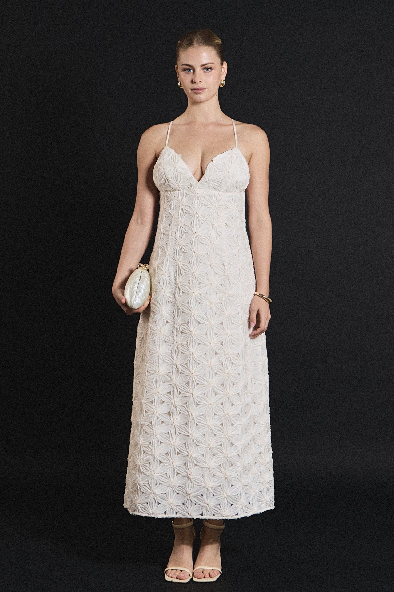spaghetti strap lace maxi dress Red