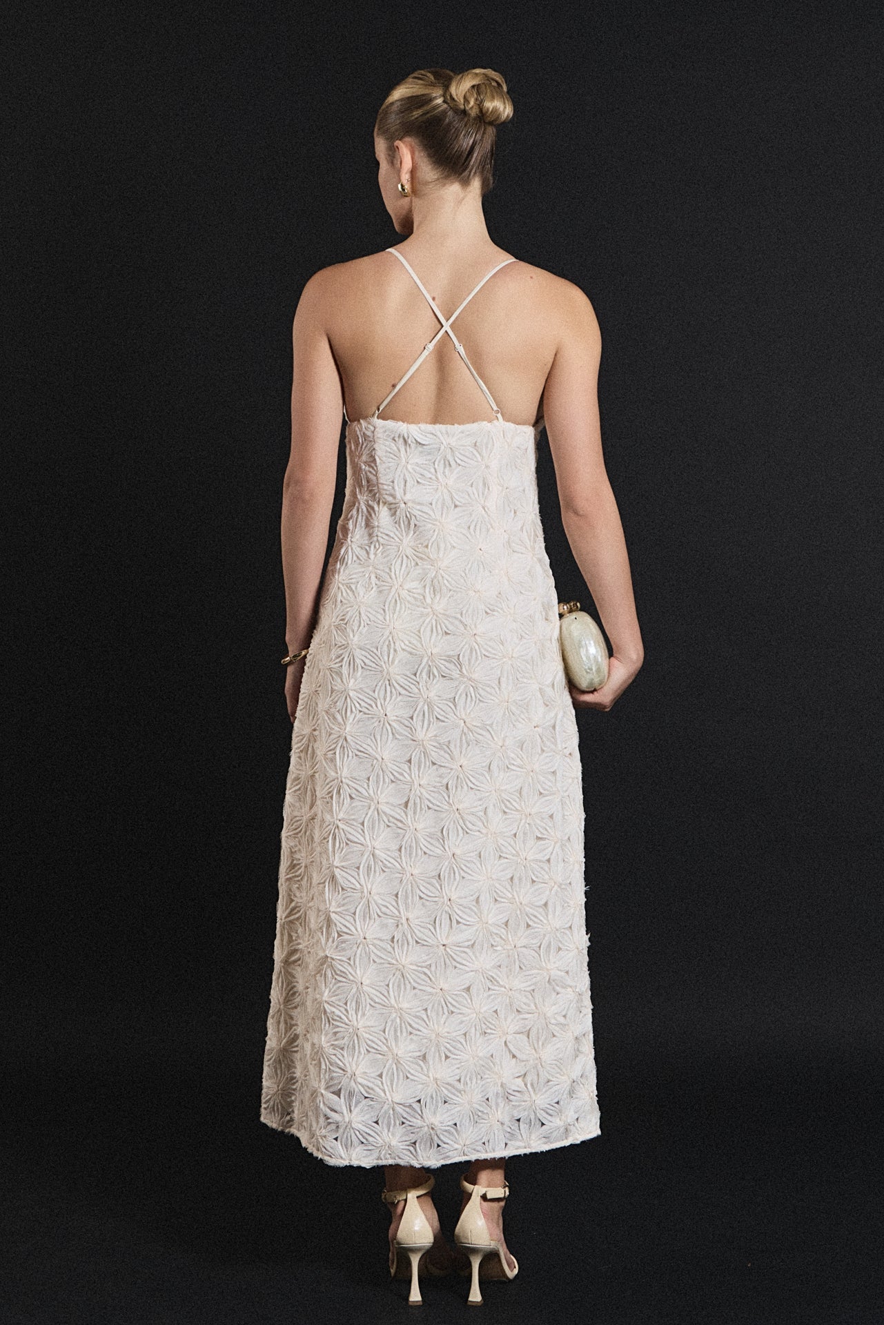lace spaghetti strap midi dress Women's Dammi Sheath Spaghetti Strap Lace Midi Dress S/M/L/Customize White/Beige MEAN BLVD White / S