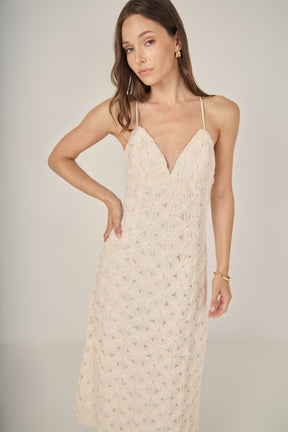 ENDLESS ROSE - Spaghetti Strap Lace Midi Dress - DRESSES available at Objectrare