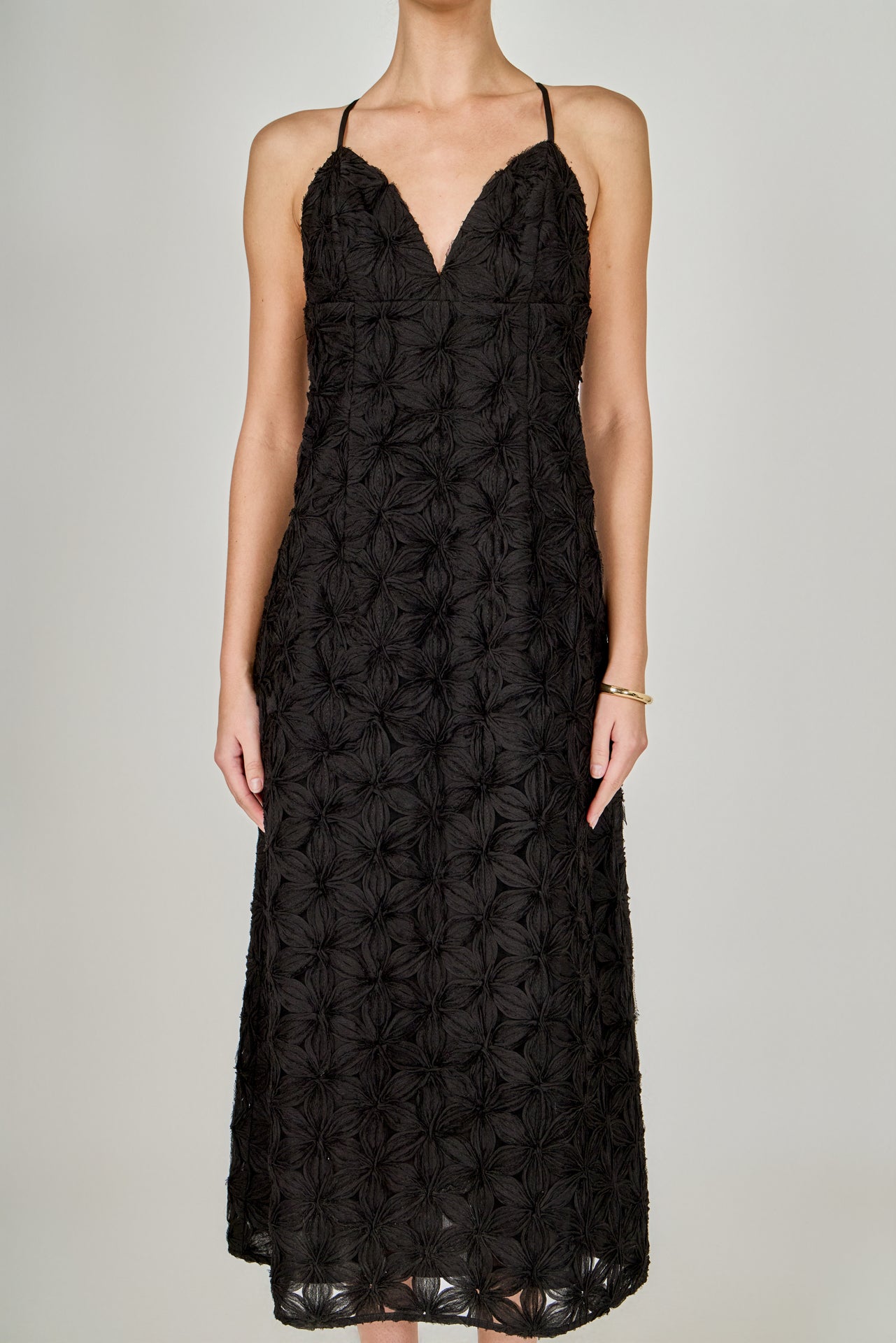 english factory sleeveless tie-strap lace midi dress English Factory Sleeveless Tie-Strap Lace Midi Dress