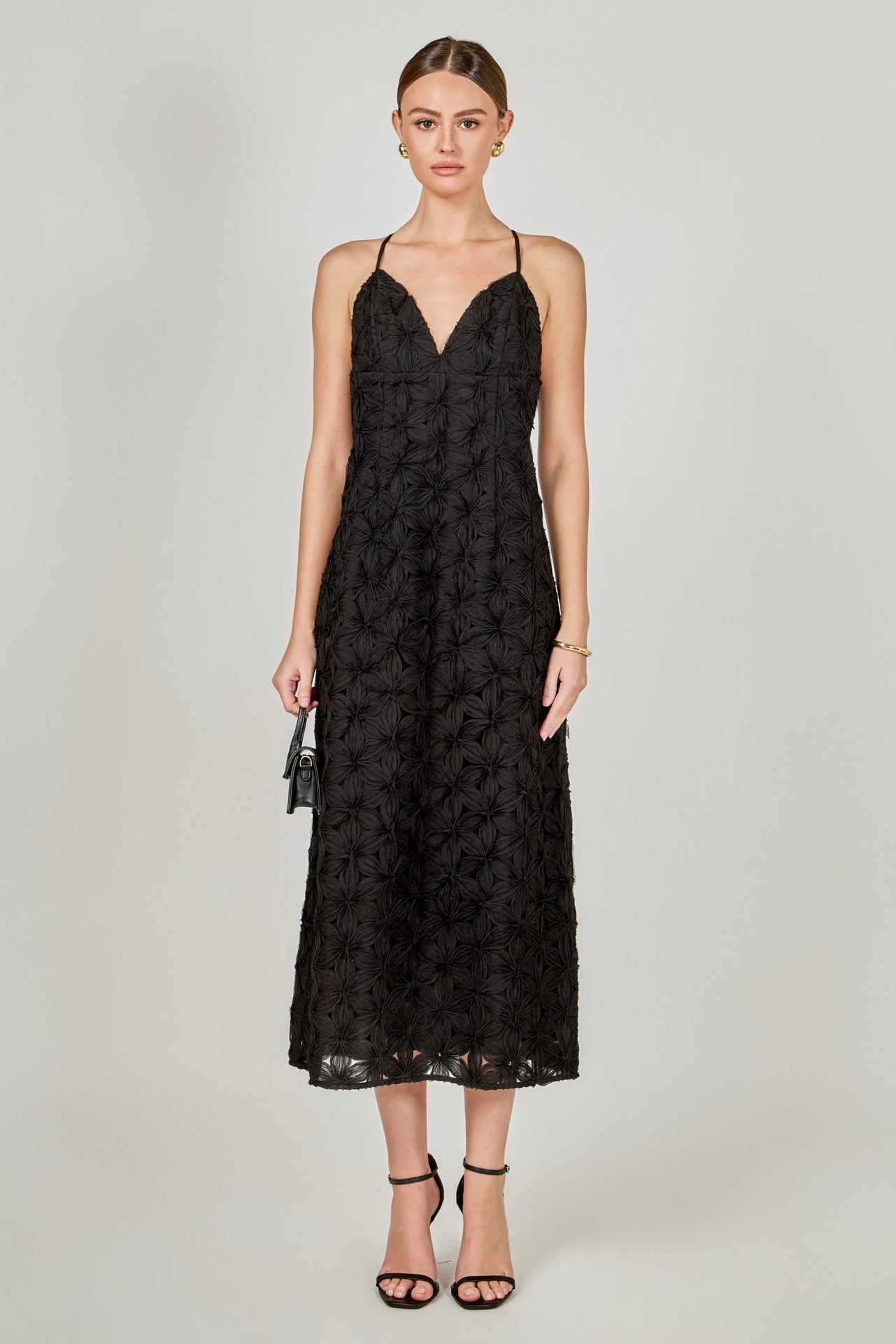 ENDLESS ROSE - Lace Spaghetti Strap Midi Dress - DRESSES available at Objectrare