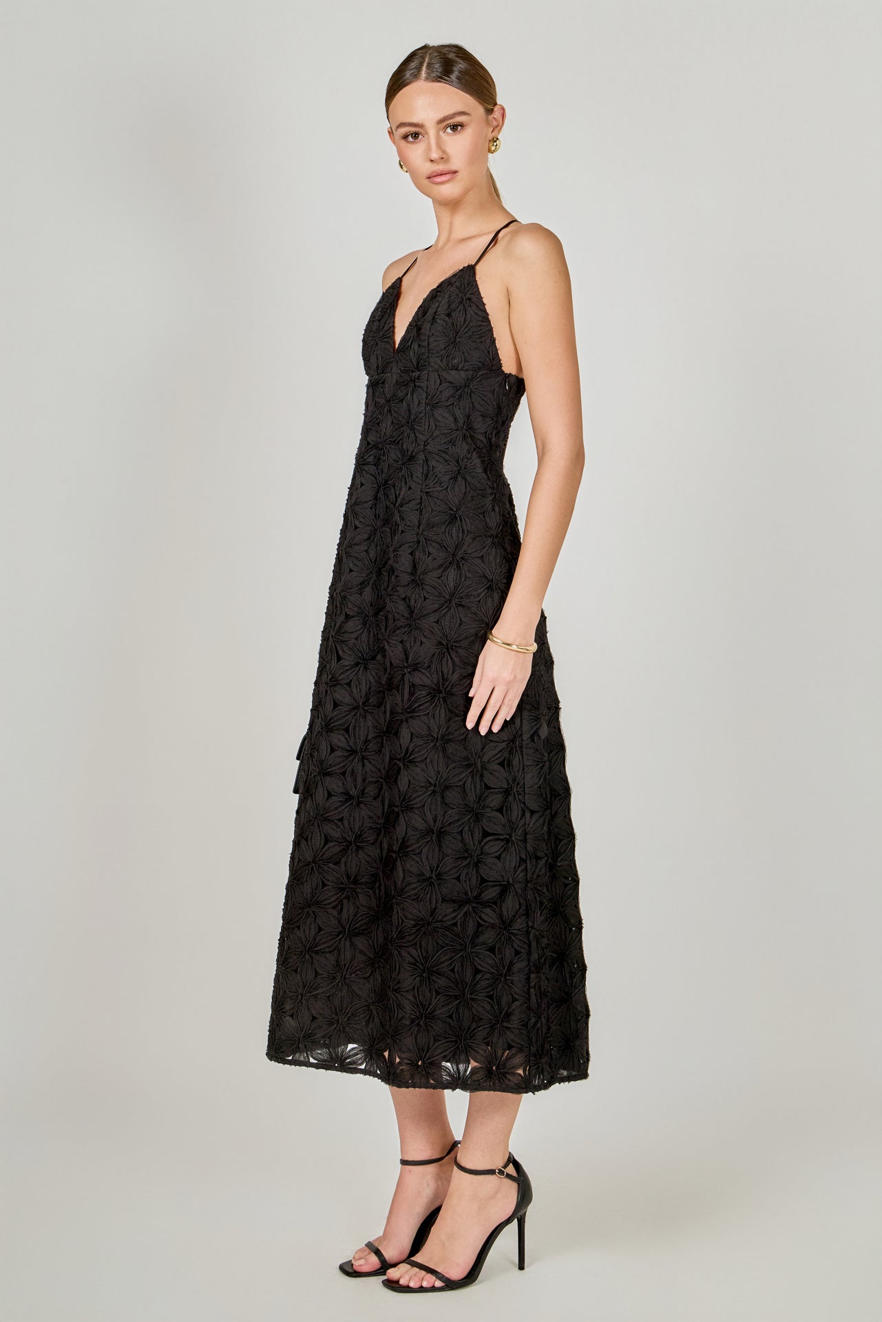 ENDLESS ROSE - Lace Spaghetti Strap Midi Dress - DRESSES available at Objectrare