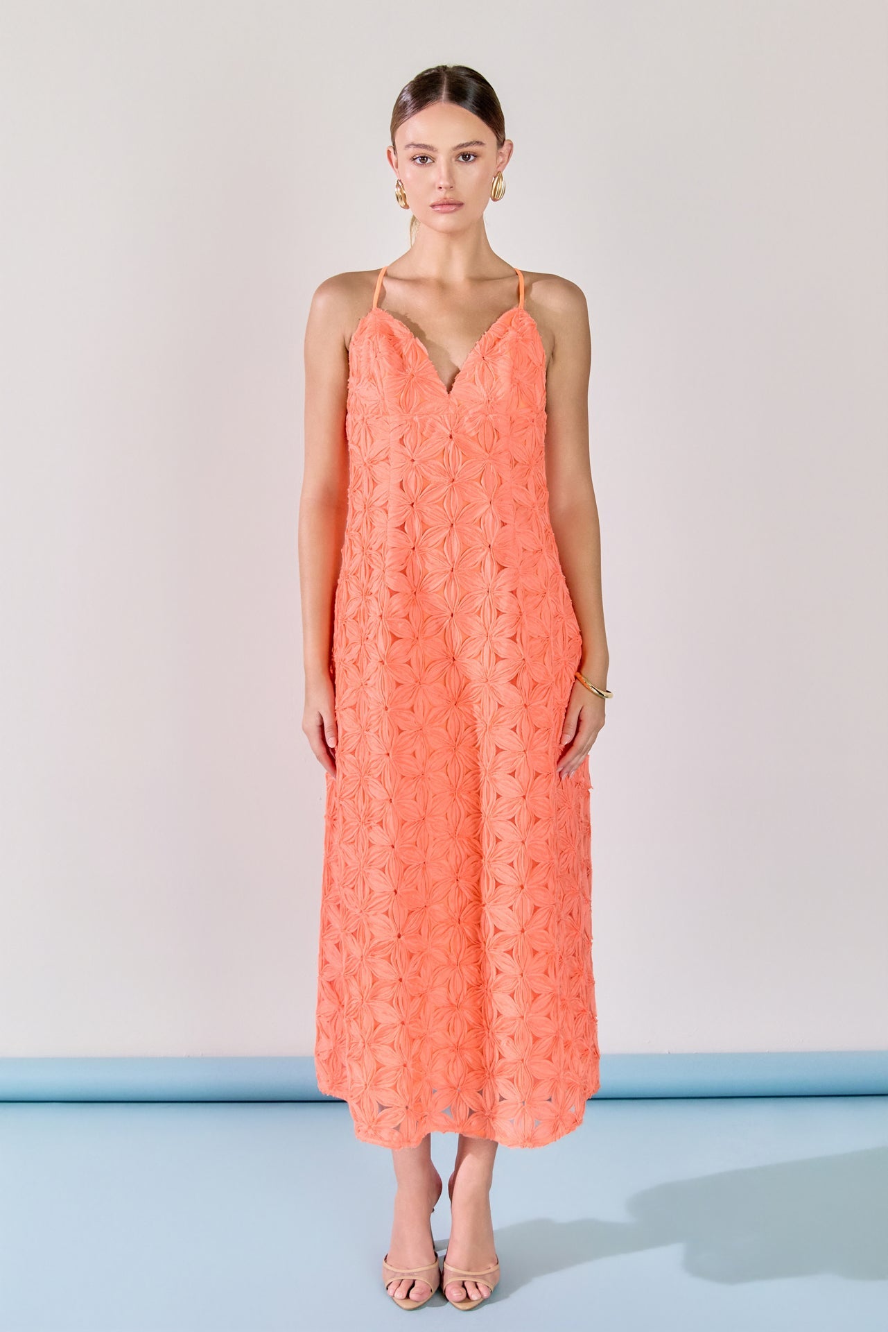ENDLESS ROSE - Spaghetti Strap Lace Midi Dress - DRESSES available at Objectrare