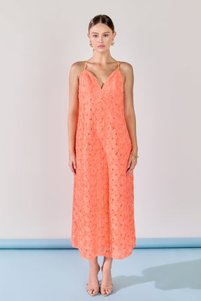 ENDLESS ROSE - Spaghetti Strap Lace Midi Dress - DRESSES available at Objectrare