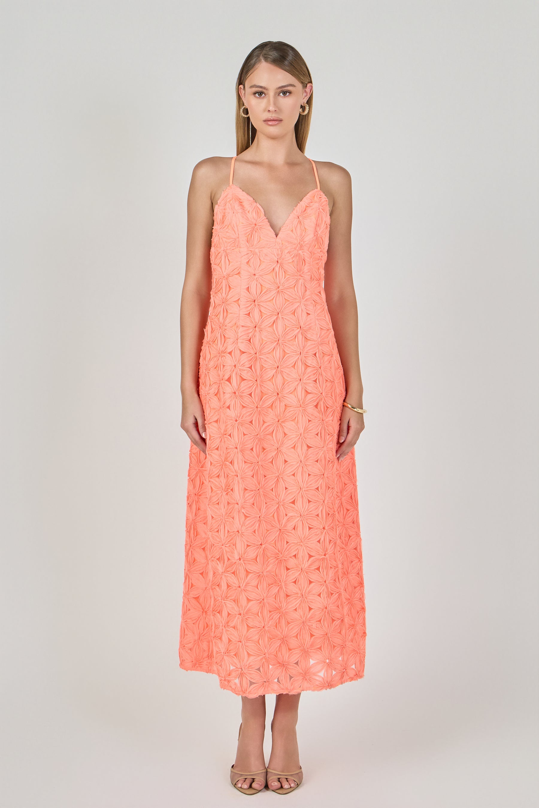 ENDLESS ROSE - Spaghetti Strap Lace Midi Dress - DRESSES available at Objectrare