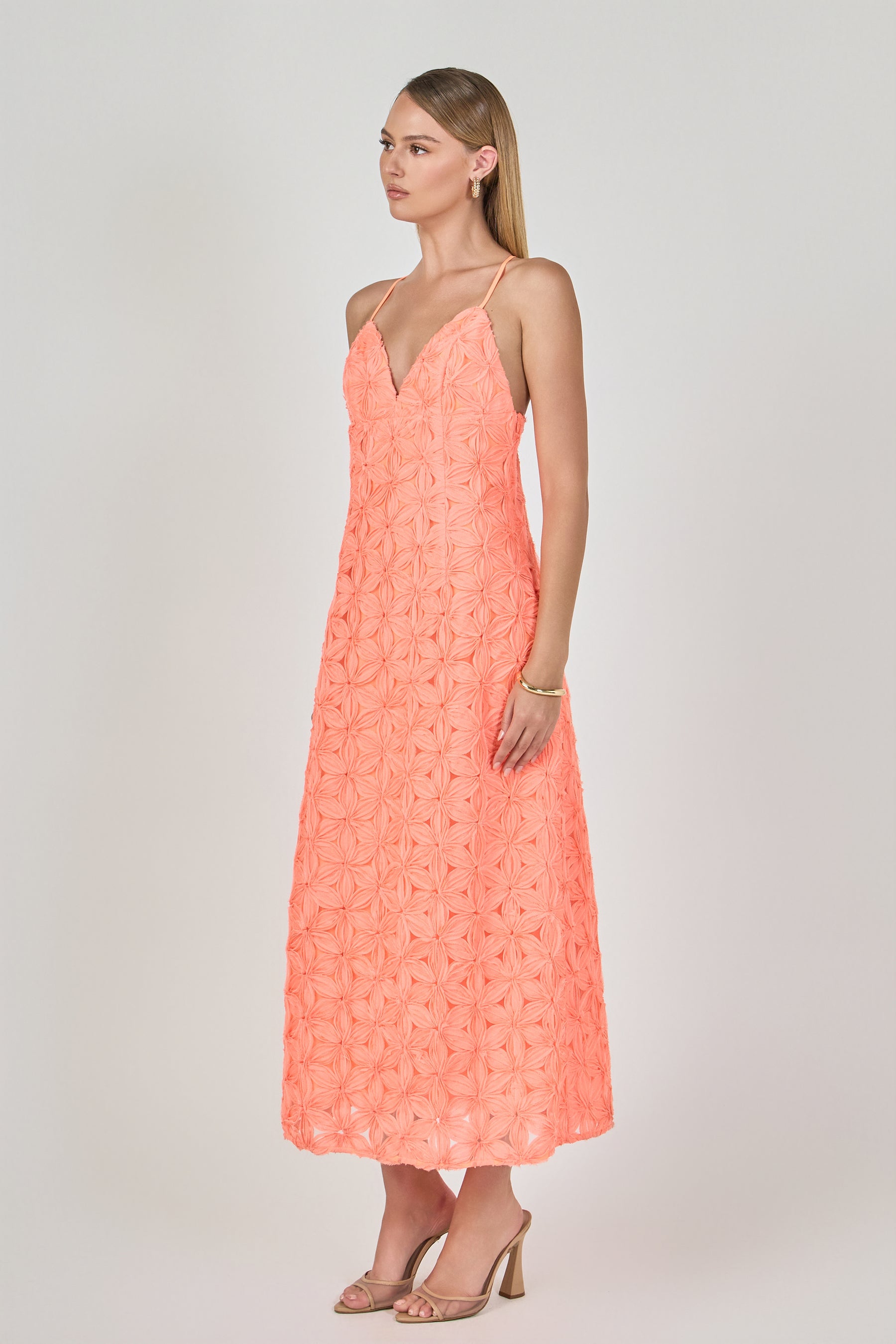 ENDLESS ROSE - Spaghetti Strap Lace Midi Dress - DRESSES available at Objectrare