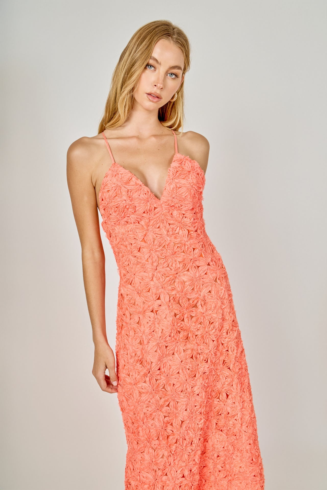 ENDLESS ROSE - Spaghetti Strap Lace Midi Dress - DRESSES available at Objectrare