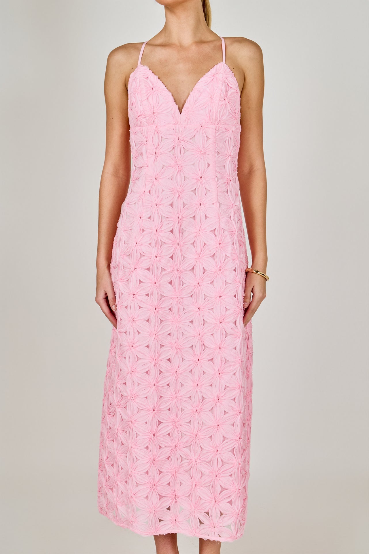 ENDLESS ROSE - Lace Spaghetti Strap Midi Dress - DRESSES available at Objectrare
