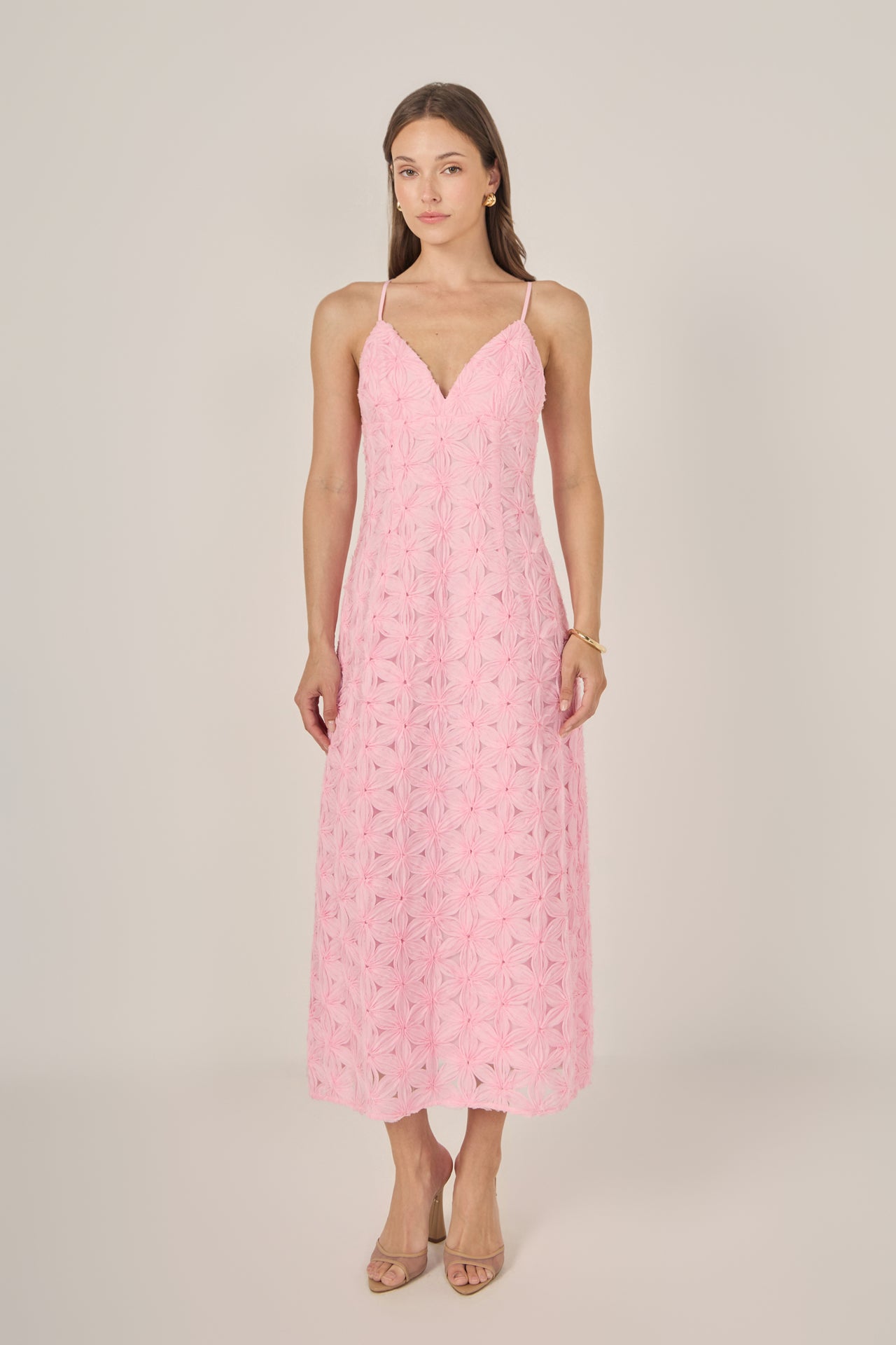 Spaghetti Strap Lace Midi Dress