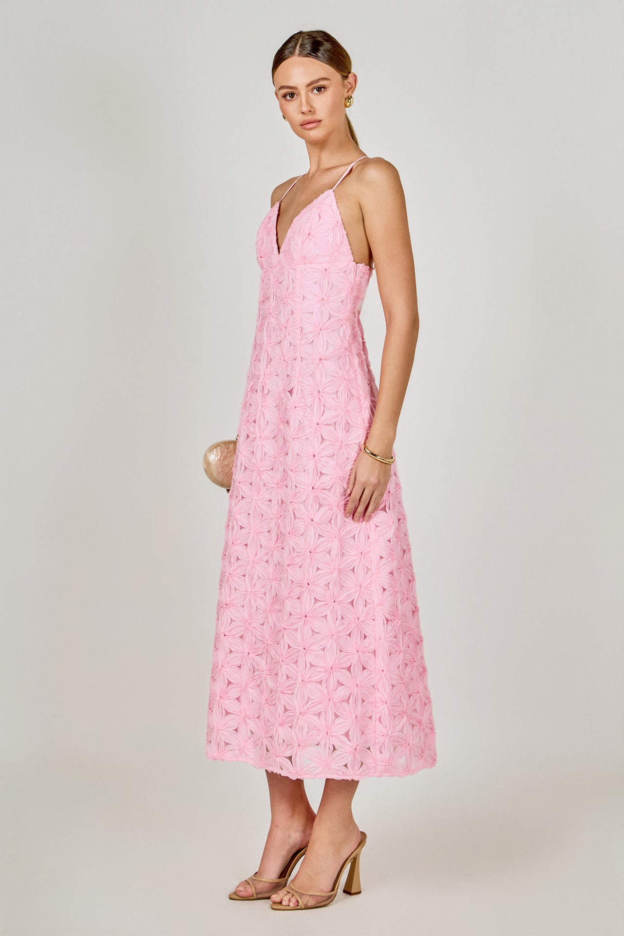 ENDLESS ROSE - Lace Spaghetti Strap Midi Dress - DRESSES available at Objectrare
