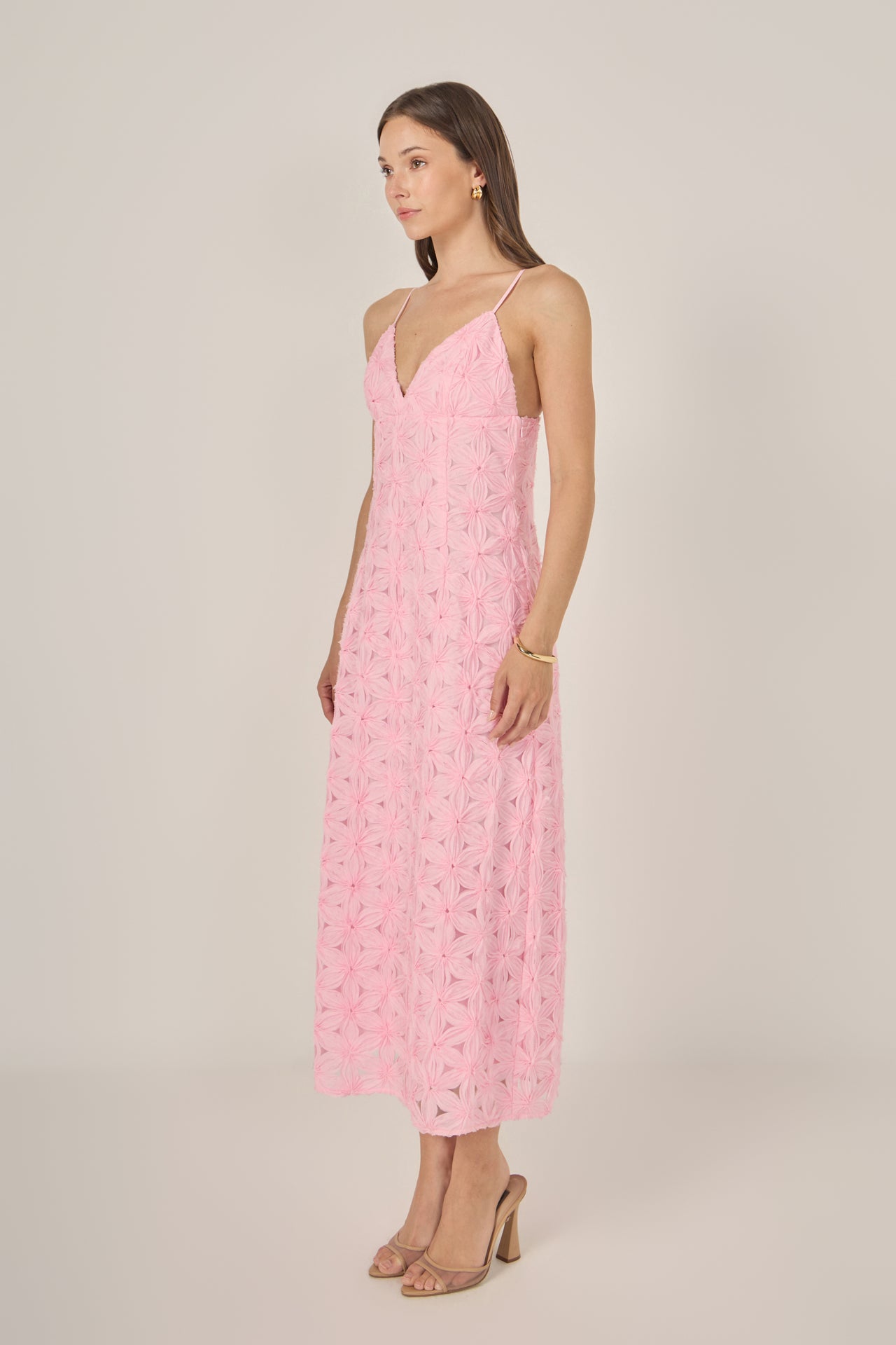 Spaghetti Strap Lace Midi Dress