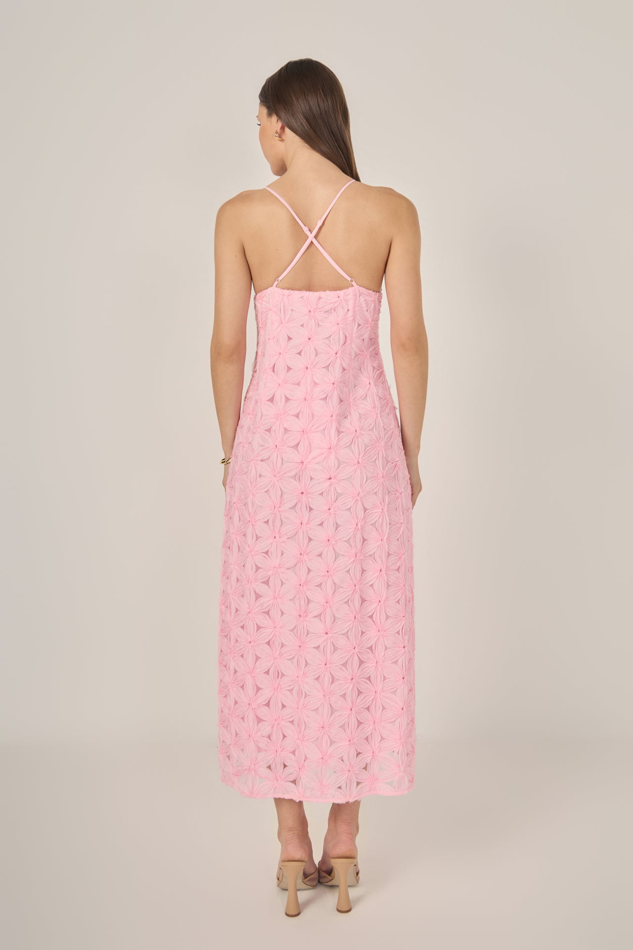 Spaghetti Strap Lace Midi Dress