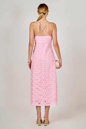 ENDLESS ROSE - Lace Spaghetti Strap Midi Dress - DRESSES available at Objectrare